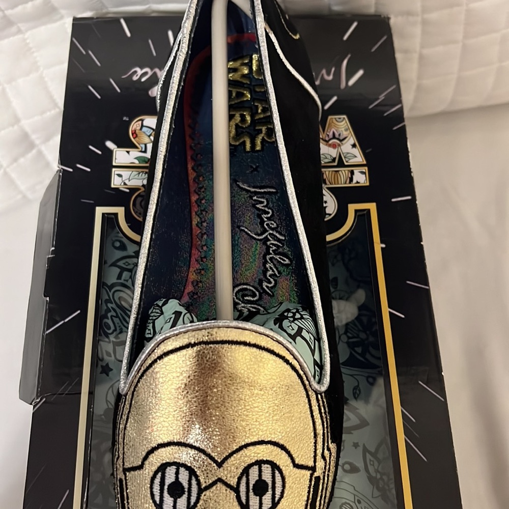 Irregular Choice x Disney Star Wars C3PO Women's Loafer in Gold and Black New - Picture 7 of 8